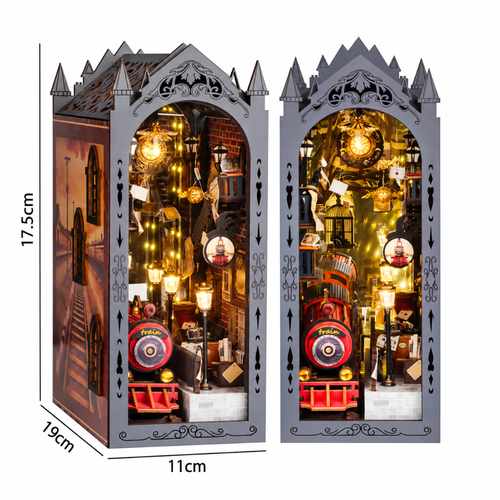 Book Nook Gare Magique – Train à Vapeur Miniature à Monter, Kit en Bois
