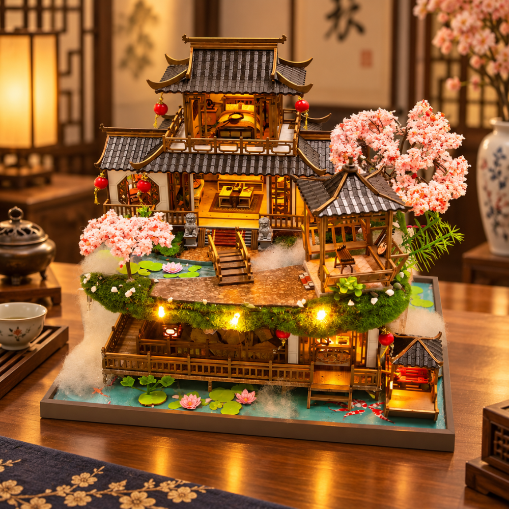 Puzzle 3D Maison Miniature Villa Chinoise aux Cerisiers